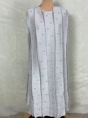 Beulahstyle Light Grey Pleated Pearl Belted Midi Evening Dress PM3009 All OS